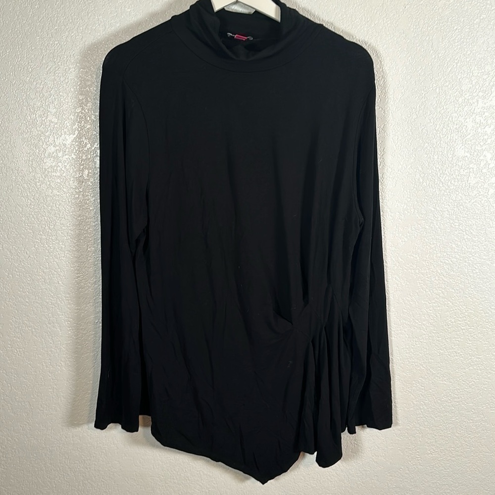 Vince Camuto Black Turtleneck Gathered Side Size XL